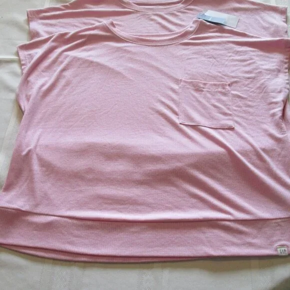 2 for 1 GAP GapBody Women's Ribbed Short-Sleeve Pajama Top NWT Sz M - Picture 3 of 5